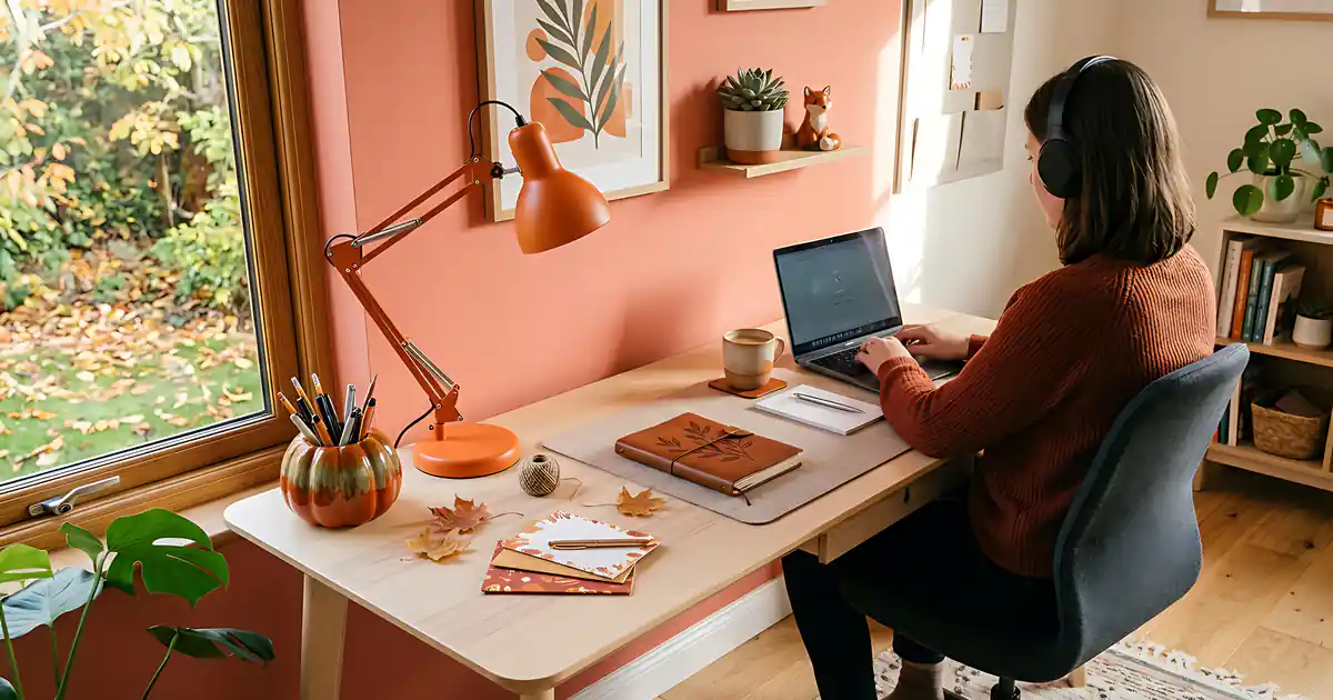 Mujer teletrabajando con su portátil junto a la ventana de casa