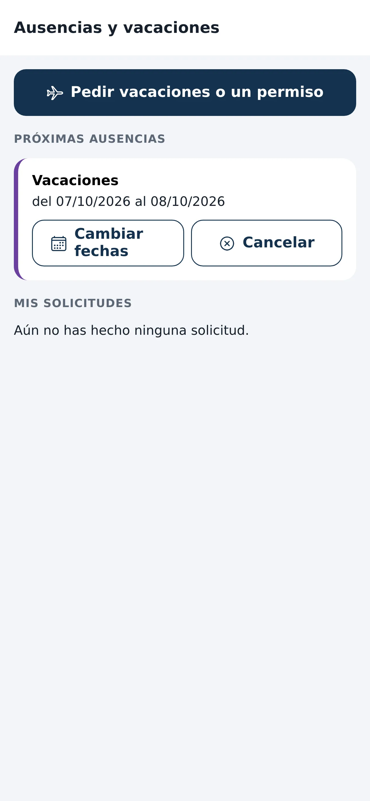 Ausencias en la app
